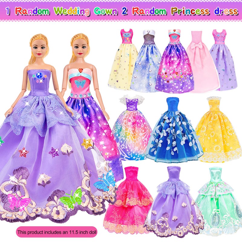 ibayda 91pcs 11.5 inch Girl Doll with Clothes Accessories and Closet  Princess Gowns  Fashion Dresses  Outfits  Swimsuits  Shoes  Hangers  Doll Dress up toys for Girls Kids Toddlers Toy (Include Doll) - Image 4